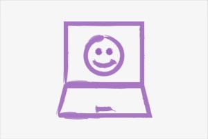 laptop drawing with smiley